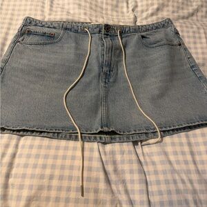 Abercrombie & Fitch Light Blue Denim Mini Skirt with Drawstring